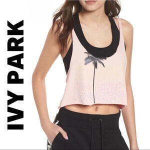 🛍️3/$40 Ivy Park Festival Palm Print Cropped  Top Pink Tank Top Large
